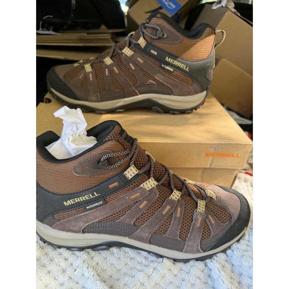 Merrell Men‎ Hiking Boots Alverstone 2 Mid LP Brown Size 12